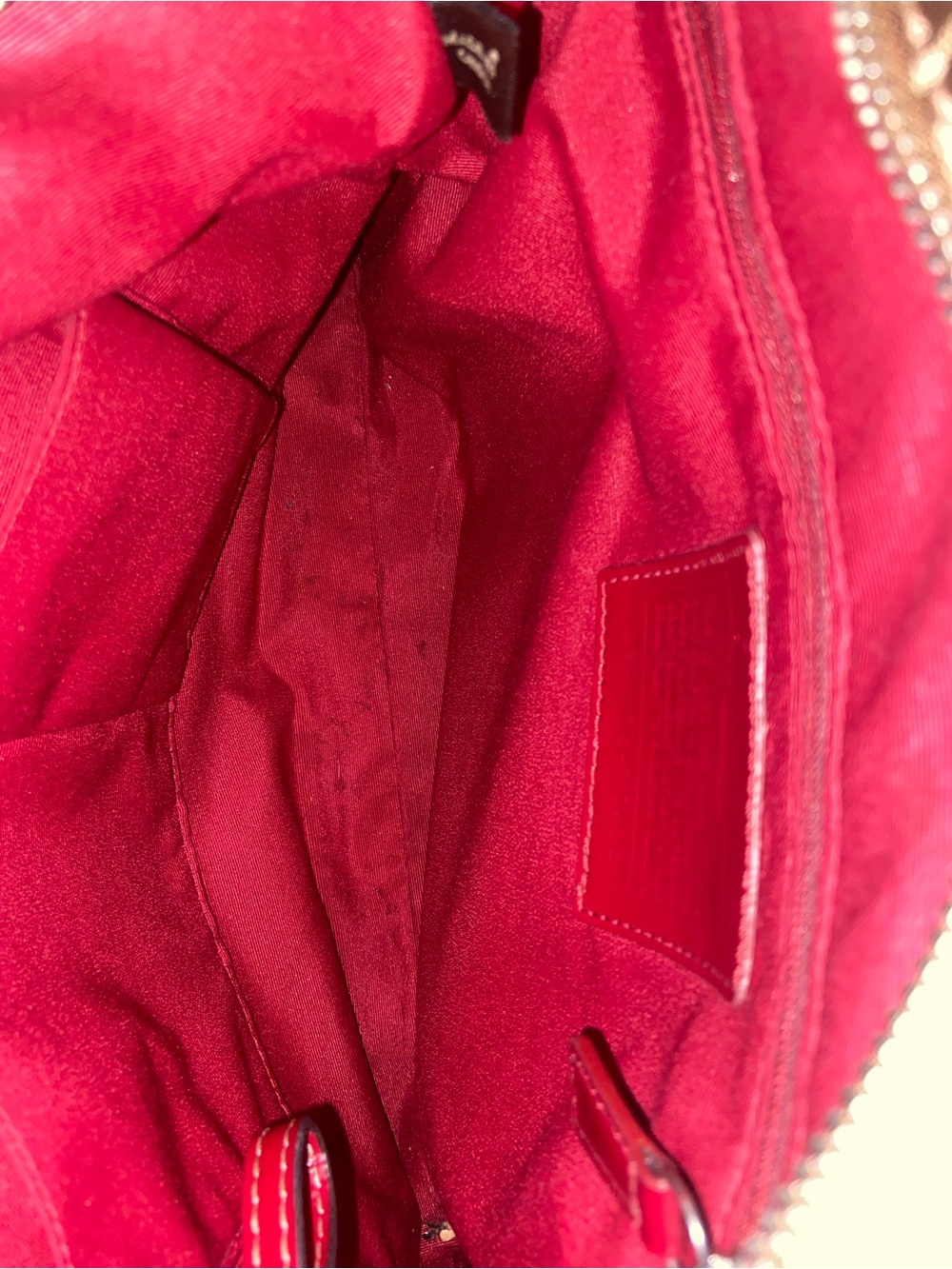 Coach Khaki Signature Canvas Crossbody with Red Trim - Picture 4 of 10